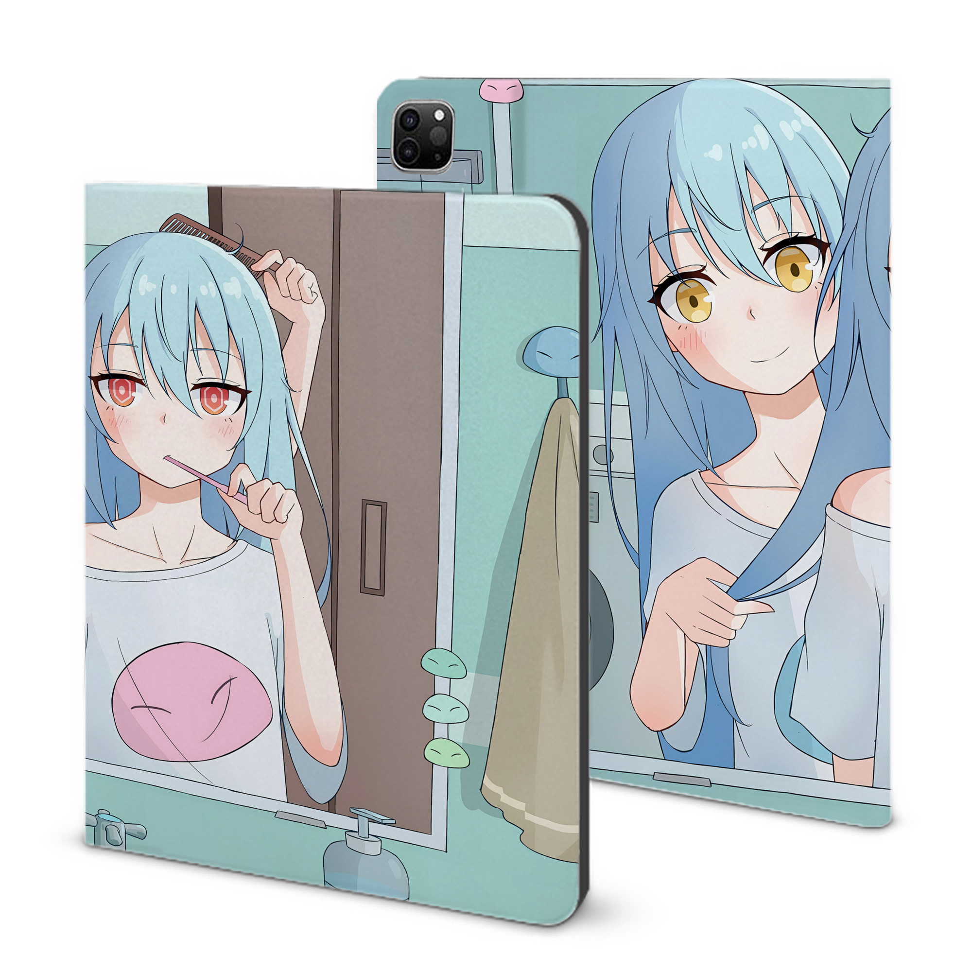 （画像用） 転スラ Regarding Reincarnated to Slime IPad ケース ブック型 PUレザー TPU 耐衝撃 軽量 薄型 ペン収納なし 全面保護 IPad 各モデル対応